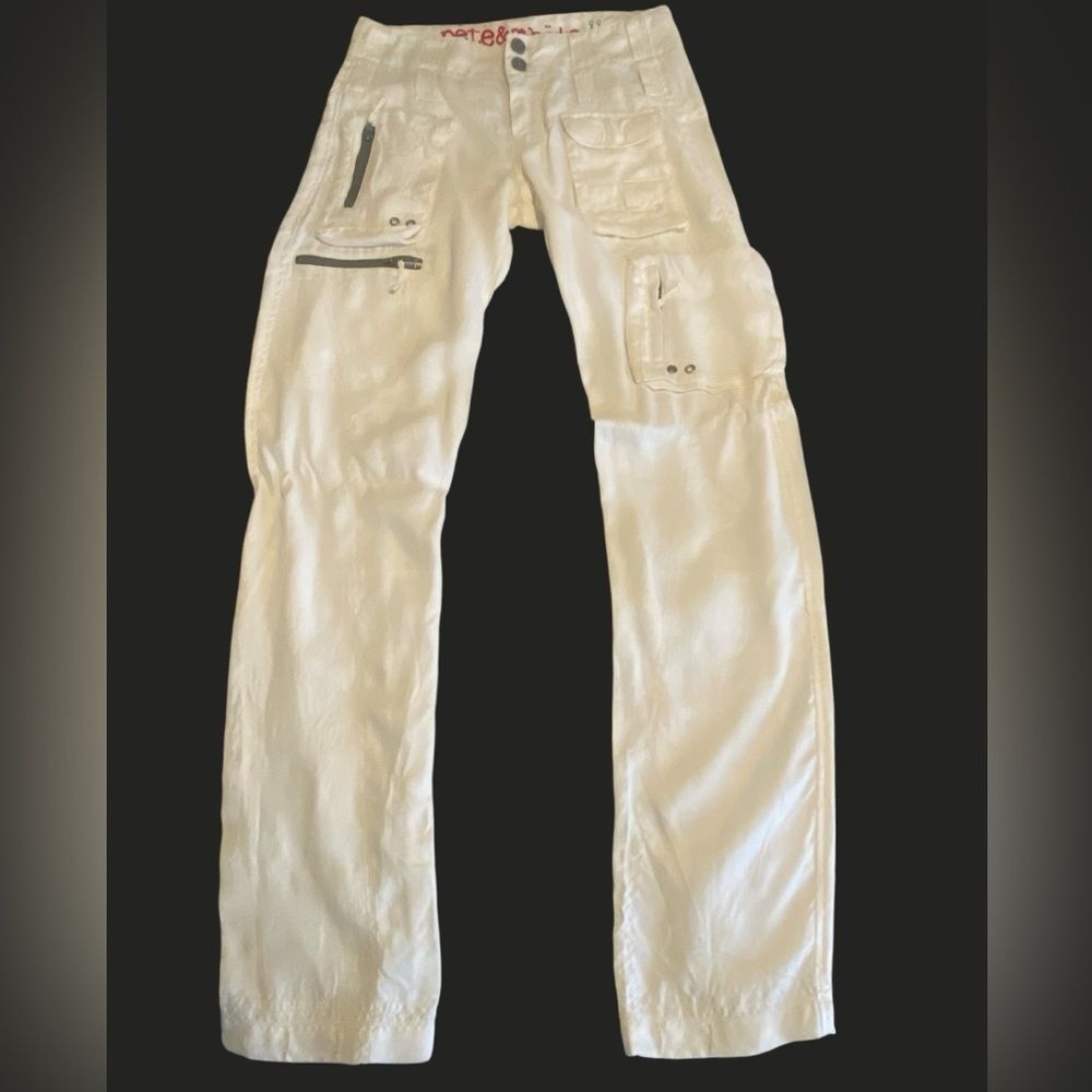Johnny Was Pete & Greta Off White Cargo Pants Y2K Utility Pants NWOT size 6 - Picture 6 of 13